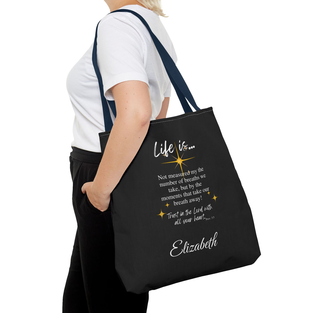 Inspirational 'Life Is...' Quote Tote Bag — Motivational Scripture Design