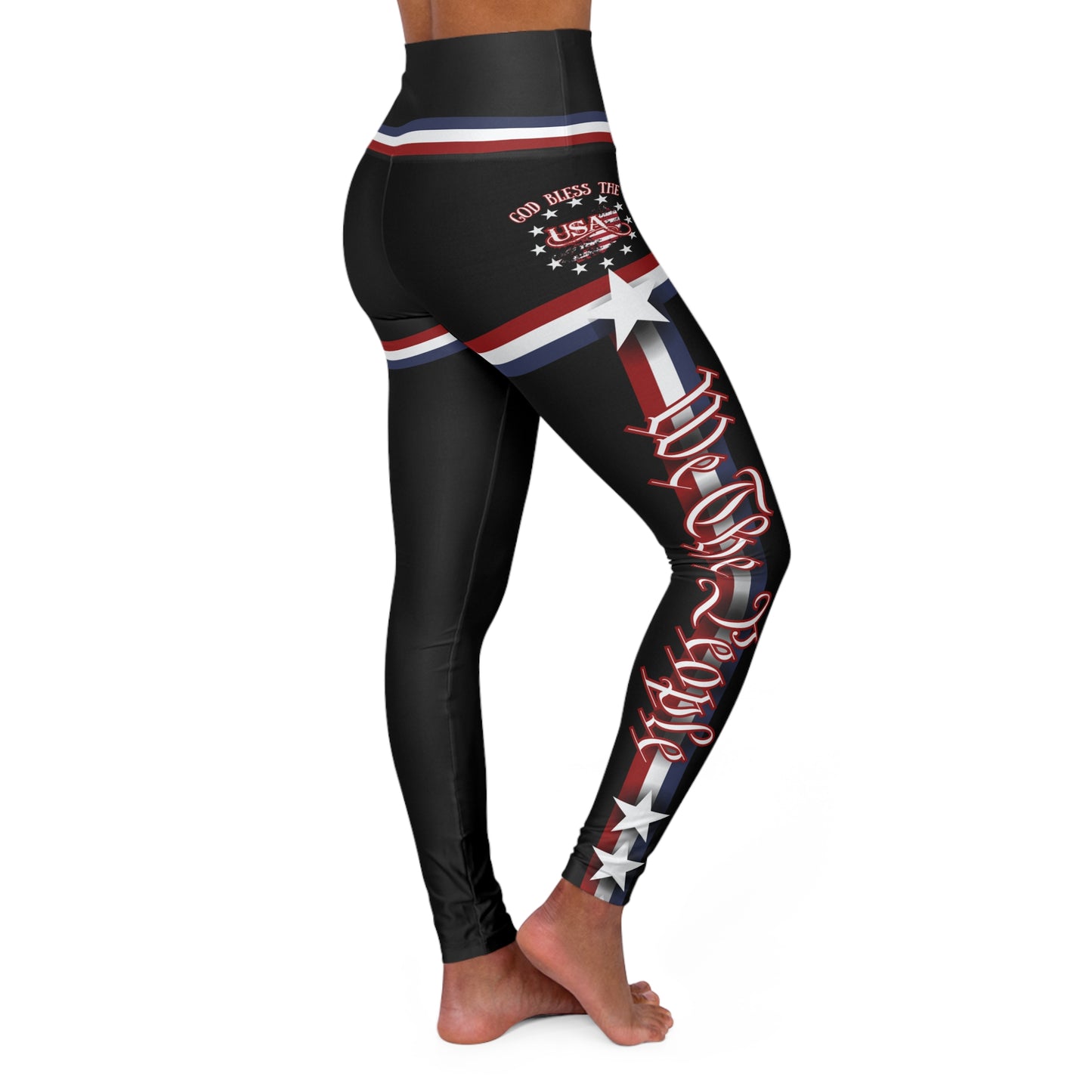 (TOP SELLER π₯) God Bless the USA Leggings Black