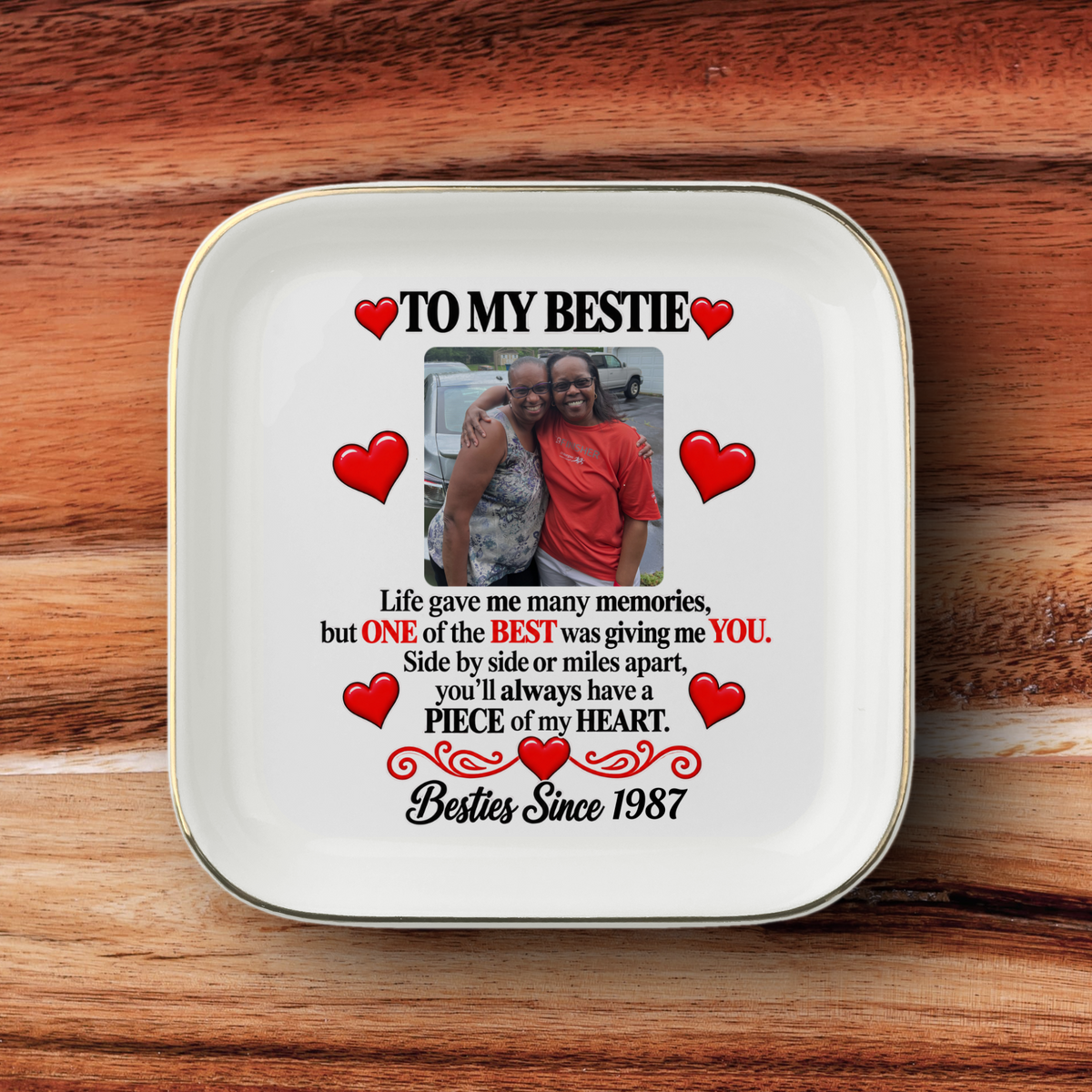 To My Bestie Photo Jewelry Dish