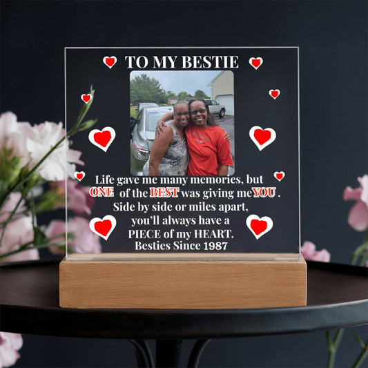 To My Bestie Personalized Photo and Date Acrylic Square Plaque