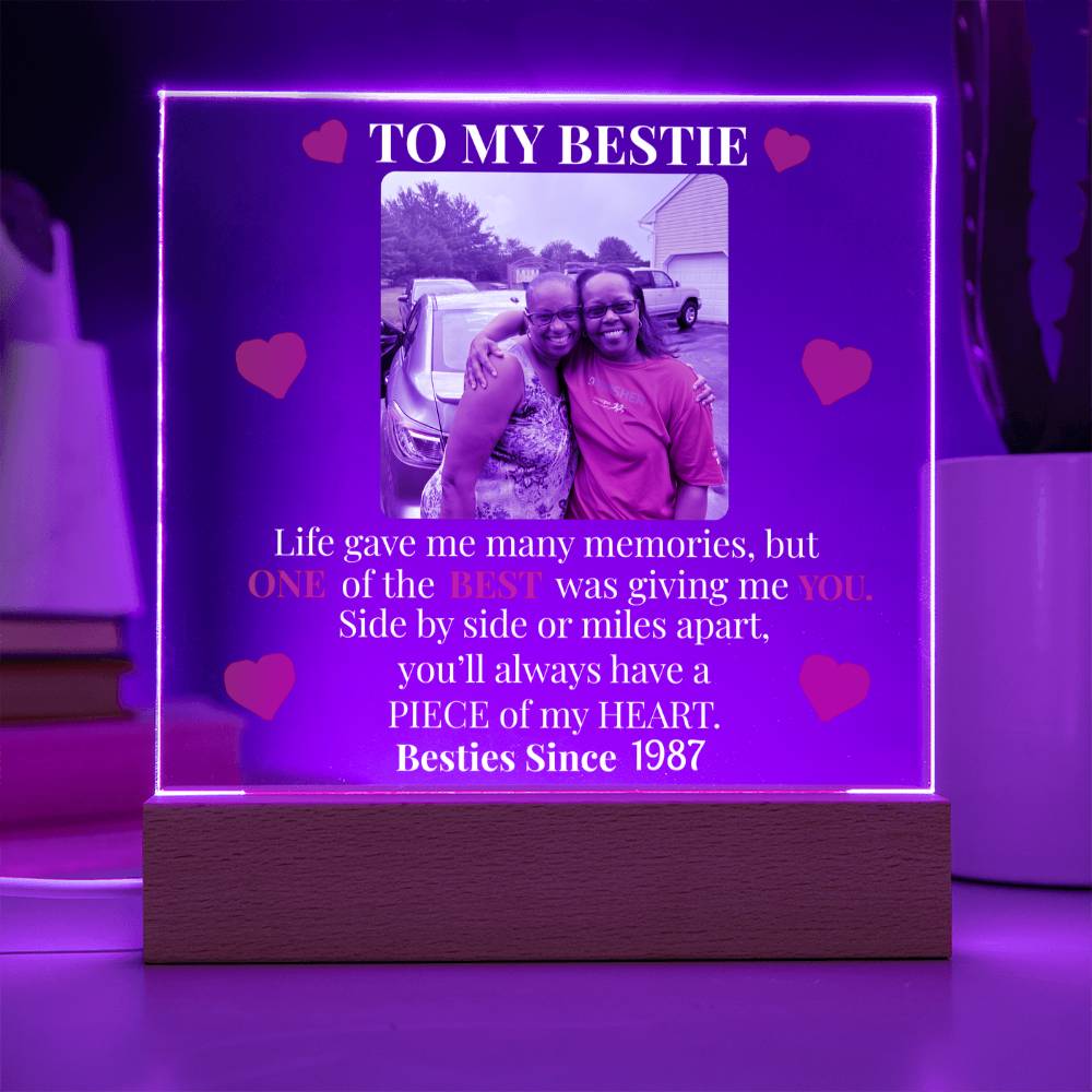 To My Bestie Personalized Photo and Date Acrylic Square Plaque