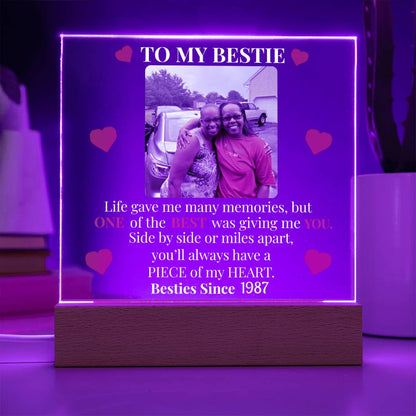 To My Bestie Personalized Photo and Date Acrylic Square Plaque