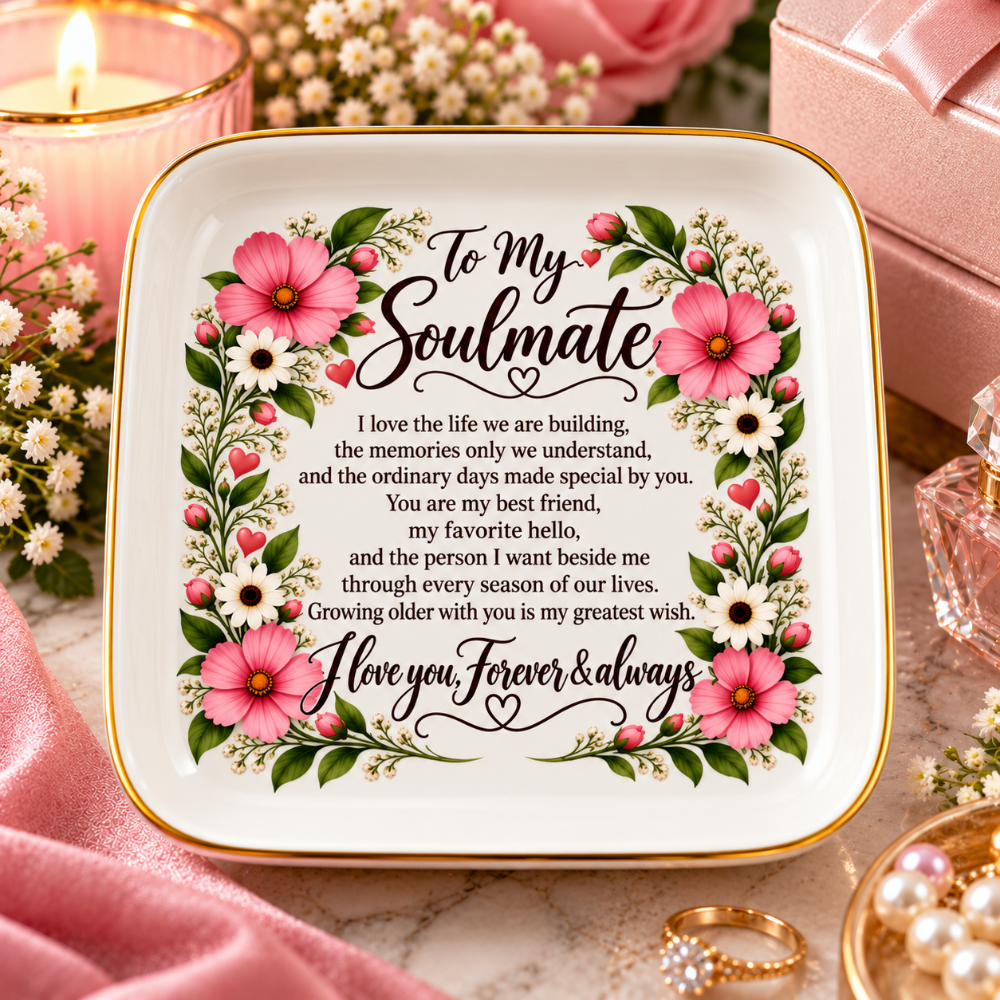 To My Soulmate Floral Jewelry Dish