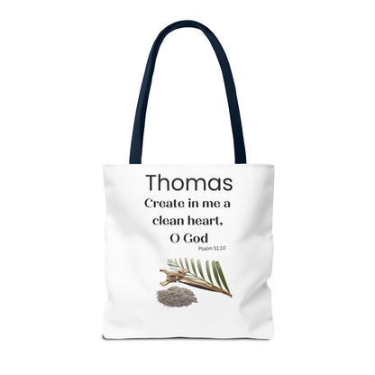 Personalized Faith Tote Bag — "Create in me a clean heart, O God" (Psalm 51:10)
