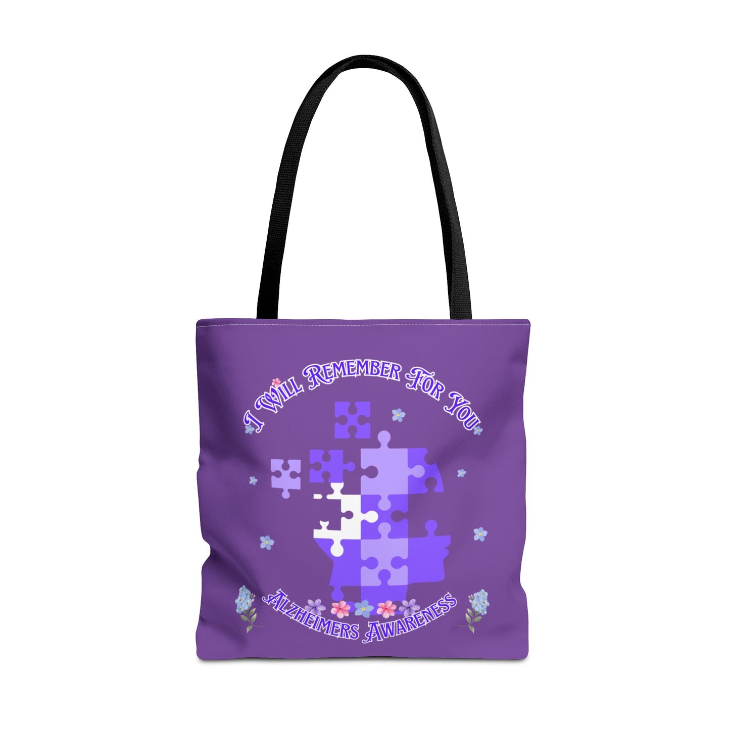 Autism Awareness Purple Puzzle Tote Bag – 'I Walk Because You Ride' Design