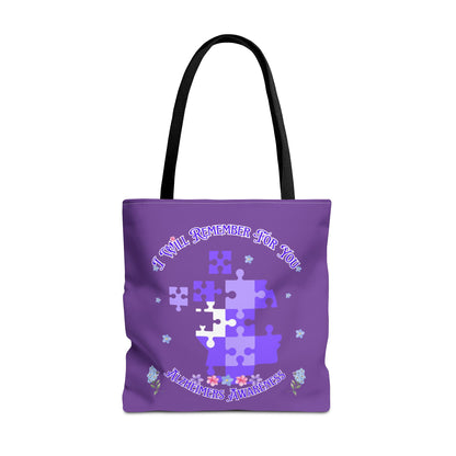 Autism Awareness Purple Puzzle Tote Bag – 'I Walk Because You Ride' Design