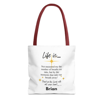Inspirational 'Life Is...' Quote Tote Bag — Faith & Gratitude Canvas Bag