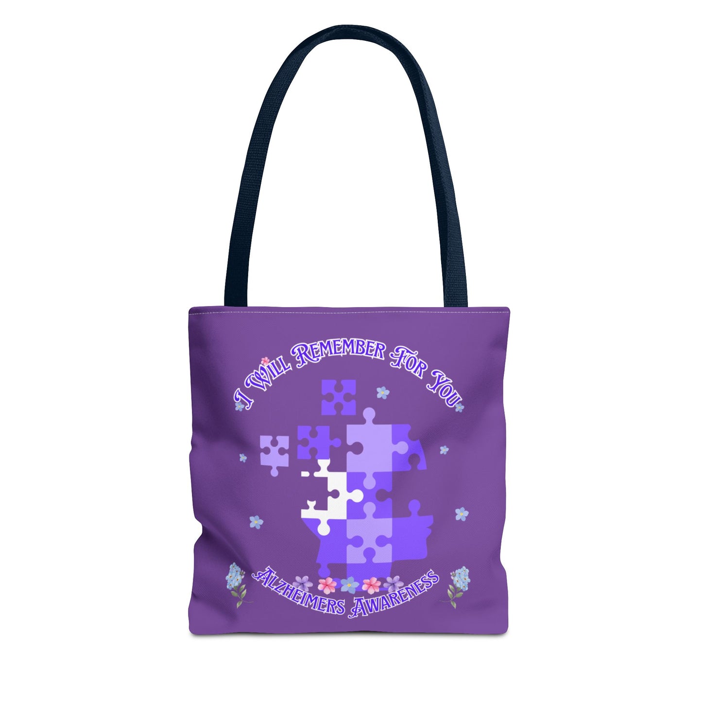 Autism Awareness Purple Puzzle Tote Bag – 'I Walk Because You Ride' Design