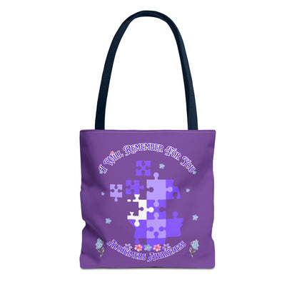 Autism Awareness Purple Puzzle Tote Bag – 'I Walk Because You Ride' Design