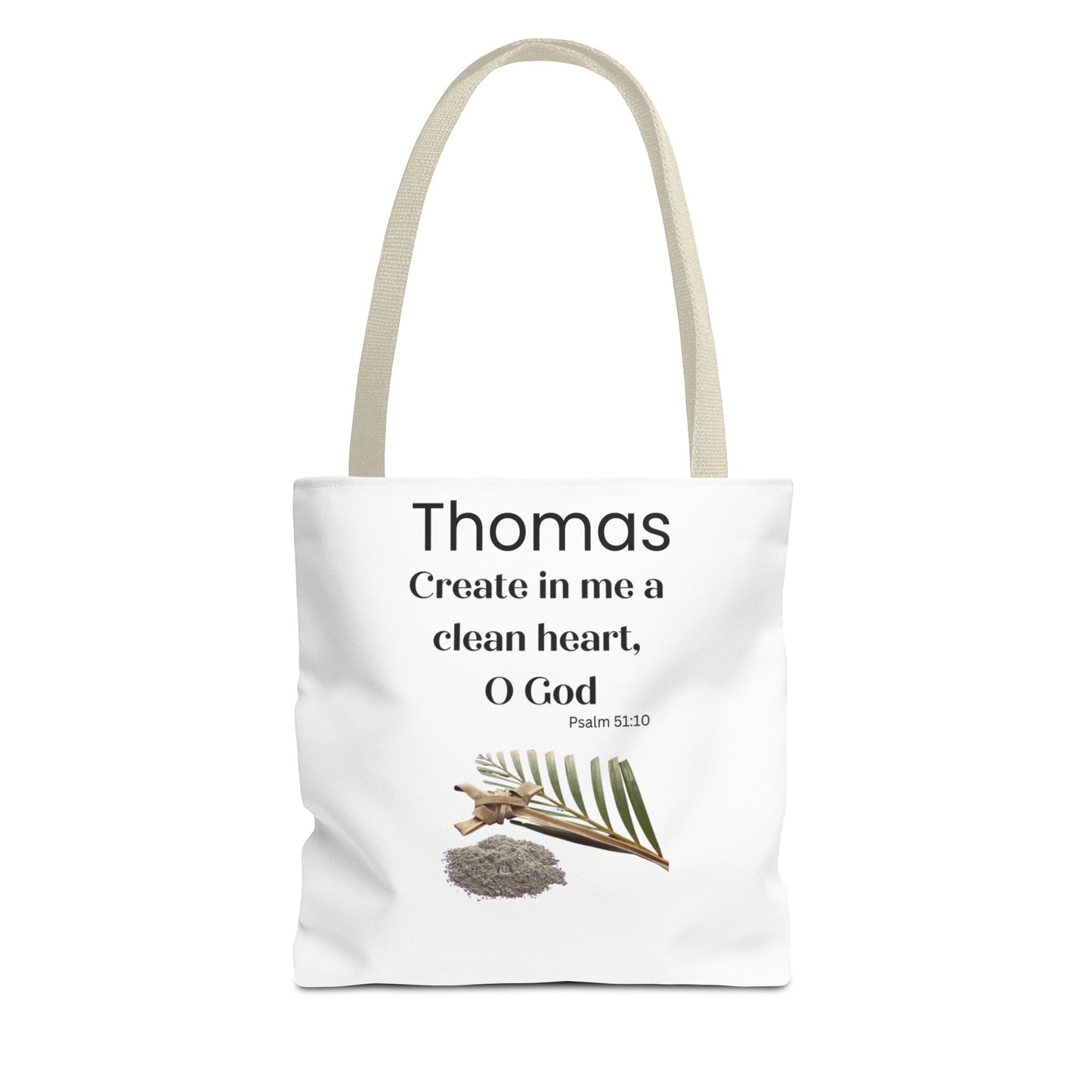 Personalized Faith Tote Bag — "Create in me a clean heart, O God" (Psalm 51:10)