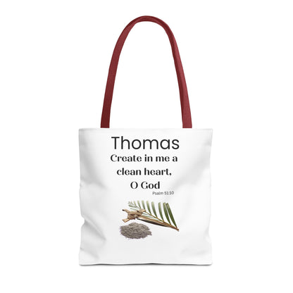 Personalized Faith Tote Bag — "Create in me a clean heart, O God" (Psalm 51:10)