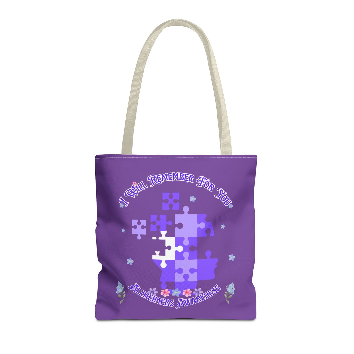 Autism Awareness Purple Puzzle Tote Bag – 'I Walk Because You Ride' Design