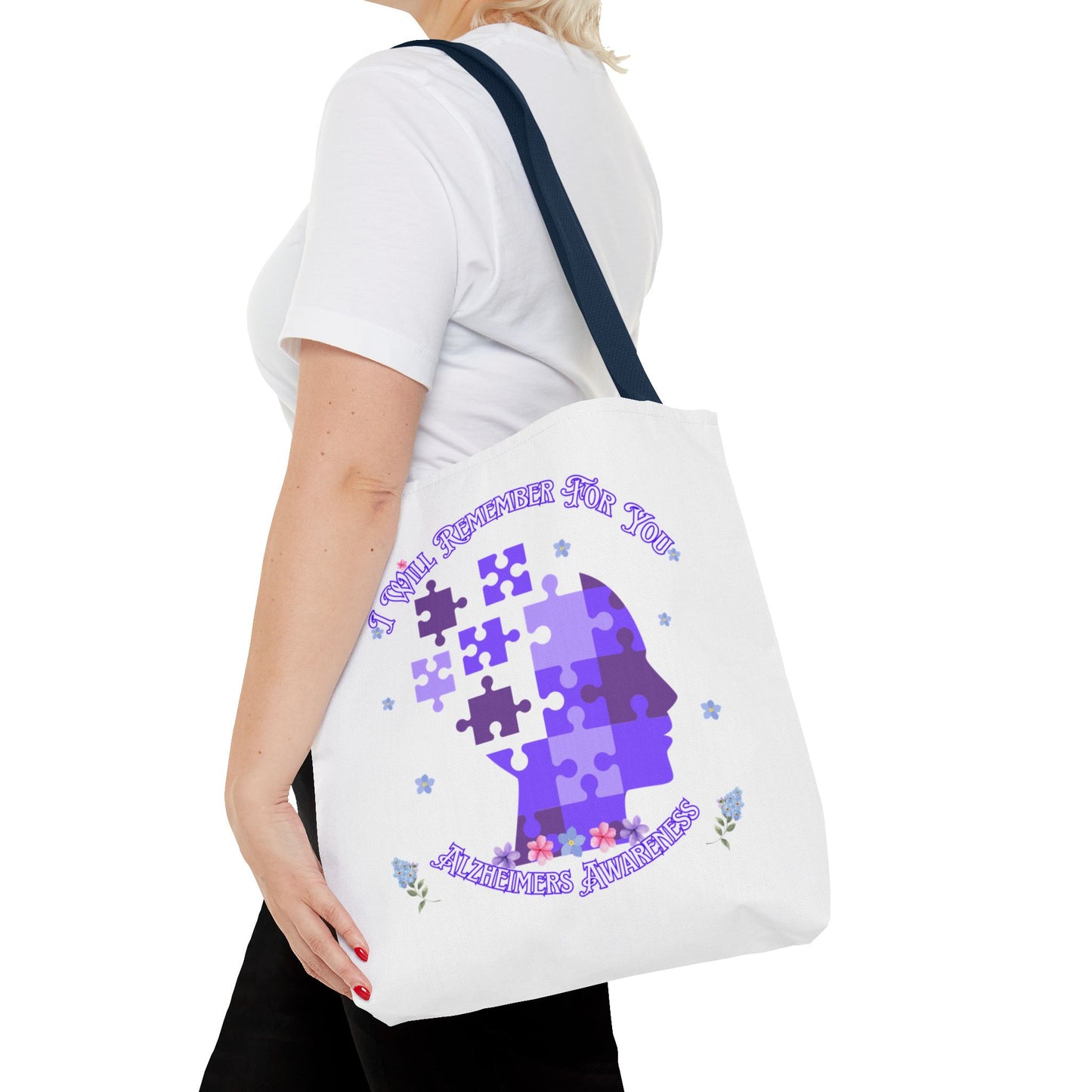 Alzheimers Awareness Puzzle Head Tote Bag — Inspirational Carryall