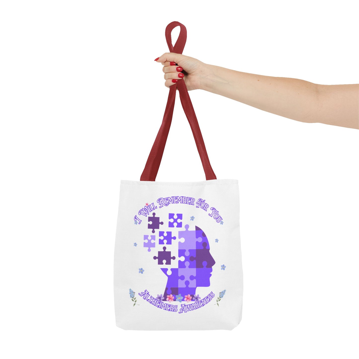 Alzheimers Awareness Puzzle Head Tote Bag — Inspirational Carryall
