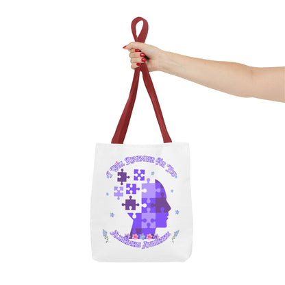 Alzheimers Awareness Puzzle Head Tote Bag — Inspirational Carryall