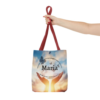 Inspirational Butterfly Tote Bag — Uplifting Hands & Quote All-Over Print