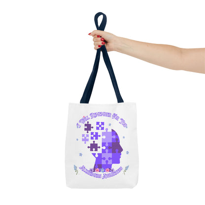 Alzheimers Awareness Puzzle Head Tote Bag — Inspirational Carryall