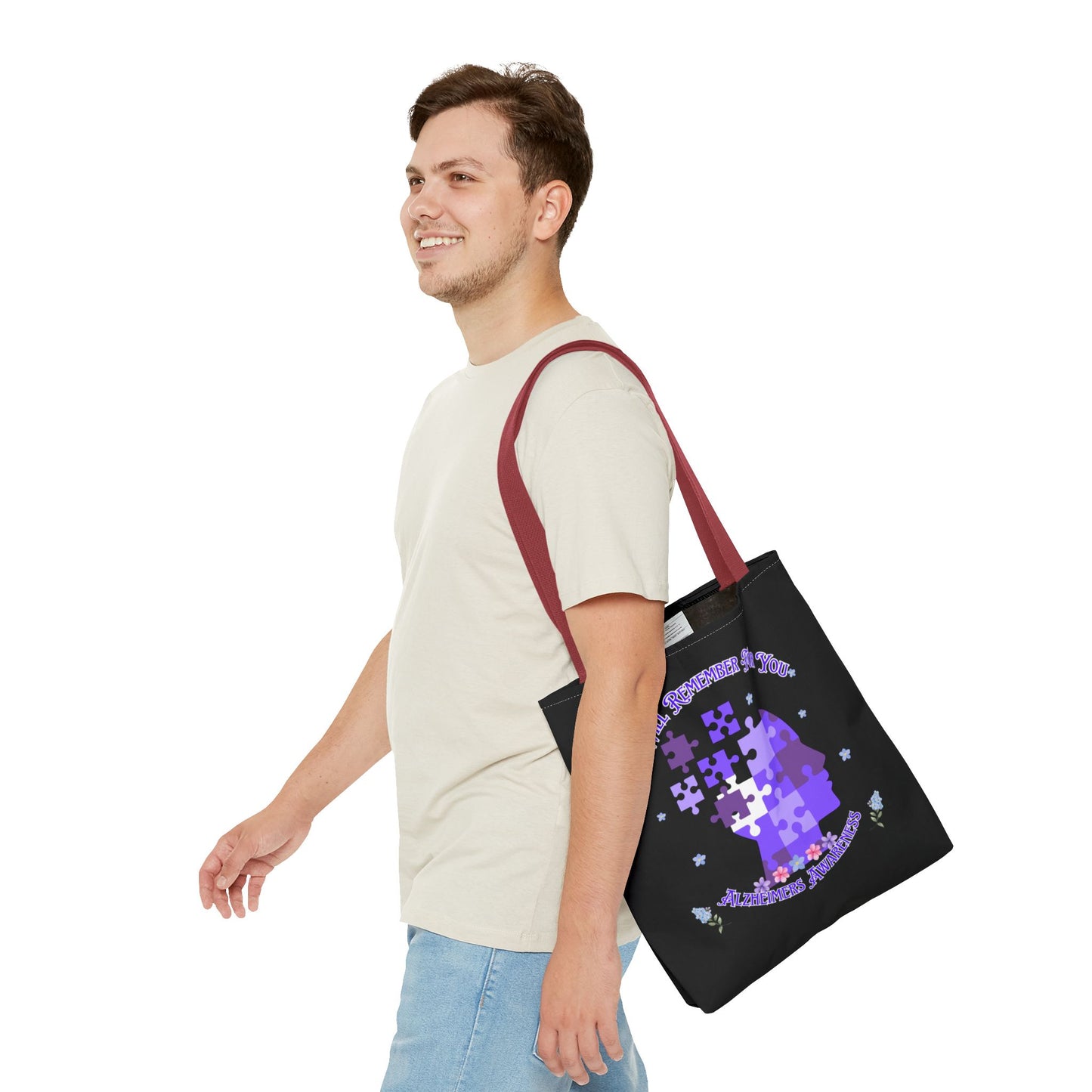 Alzheimers Awareness Puzzle Head Tote Bag