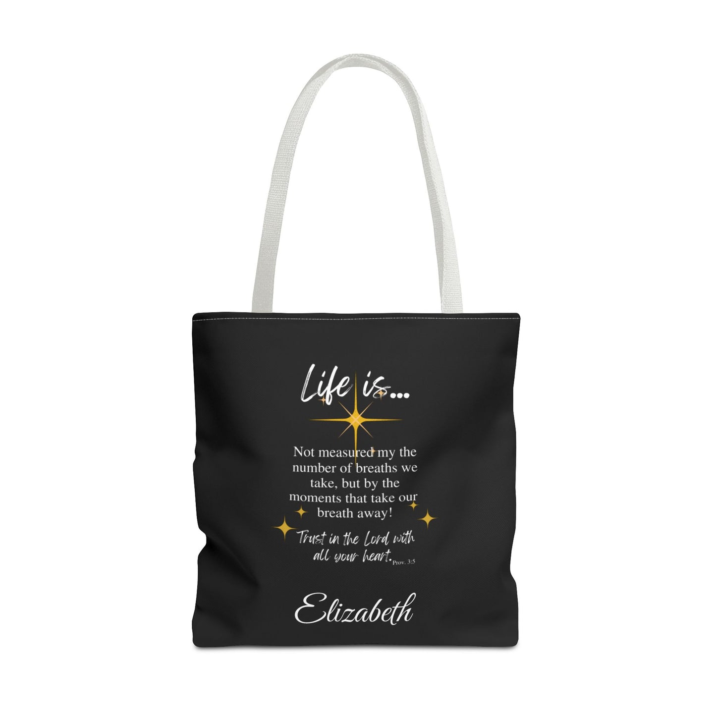 Inspirational 'Life Is...' Quote Tote Bag — Motivational Scripture Design