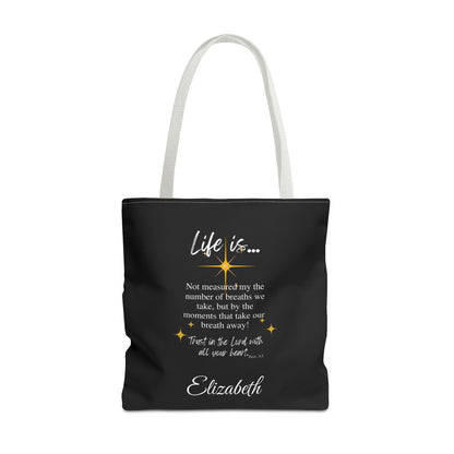 Inspirational 'Life Is...' Quote Tote Bag — Motivational Scripture Design