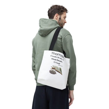 Personalized Faith Tote Bag — "Create in me a clean heart, O God" (Psalm 51:10)