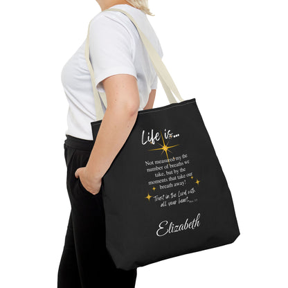 Inspirational 'Life Is...' Quote Tote Bag — Motivational Scripture Design