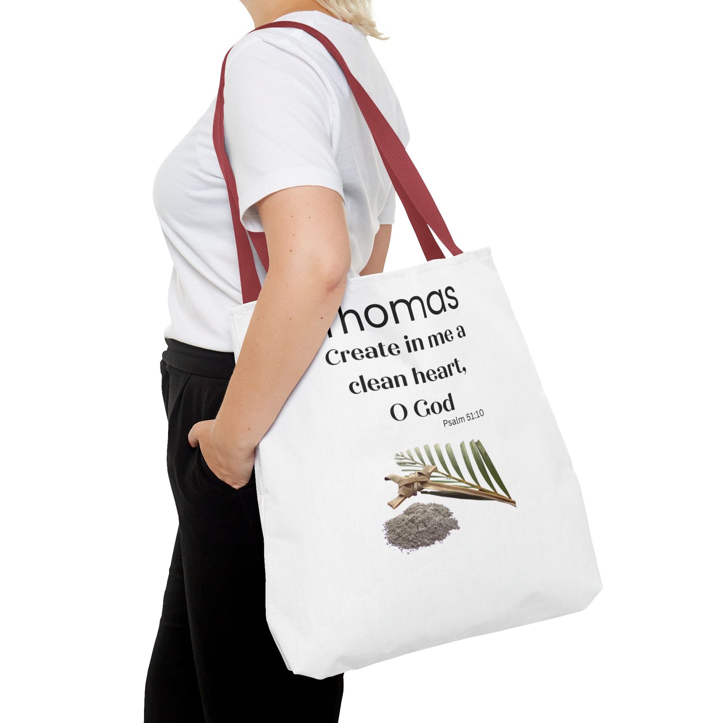 Personalized Faith Tote Bag — "Create in me a clean heart, O God" (Psalm 51:10)
