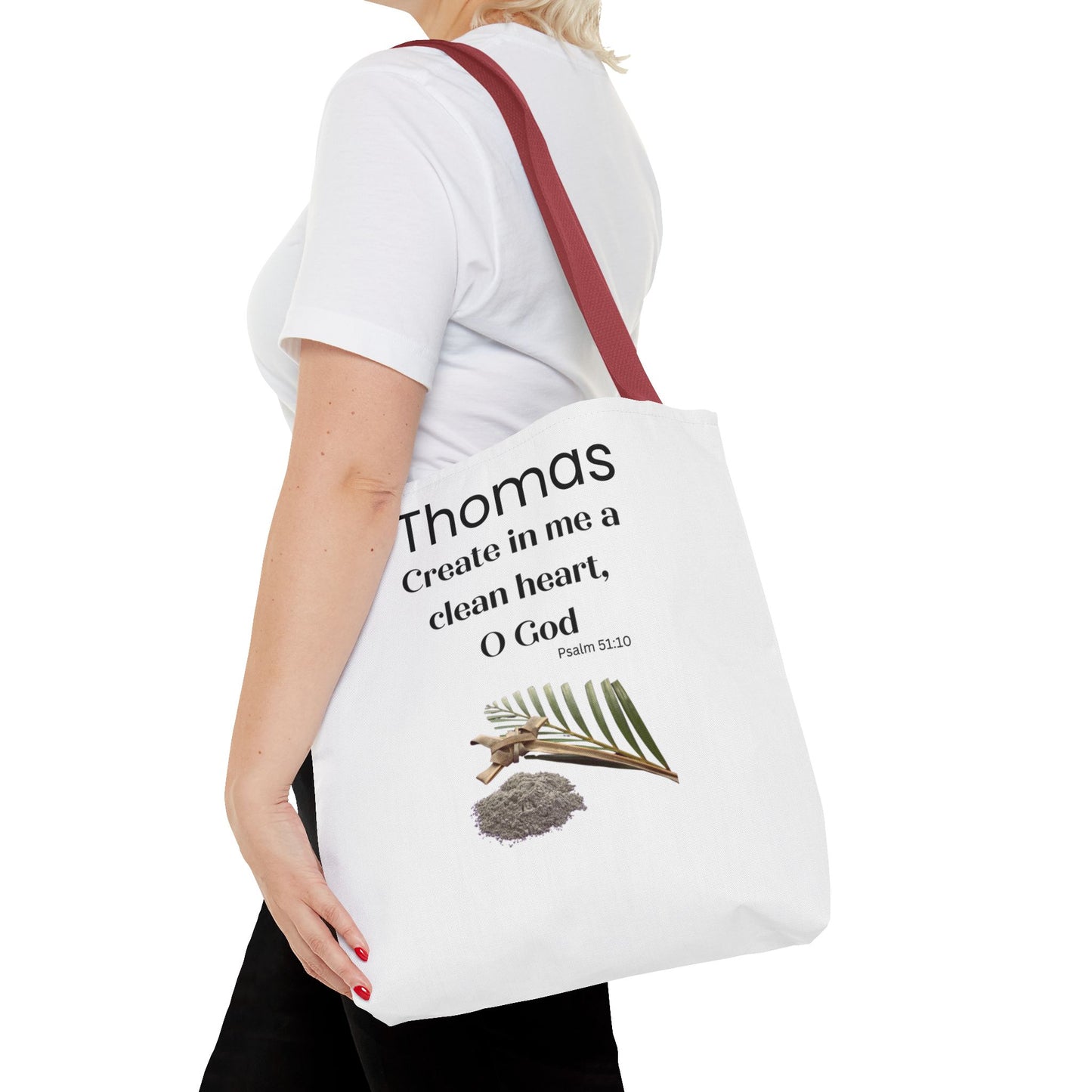 Personalized Faith Tote Bag — "Create in me a clean heart, O God" (Psalm 51:10)