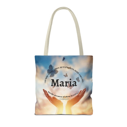 Inspirational Butterfly Tote Bag — Uplifting Hands & Quote All-Over Print