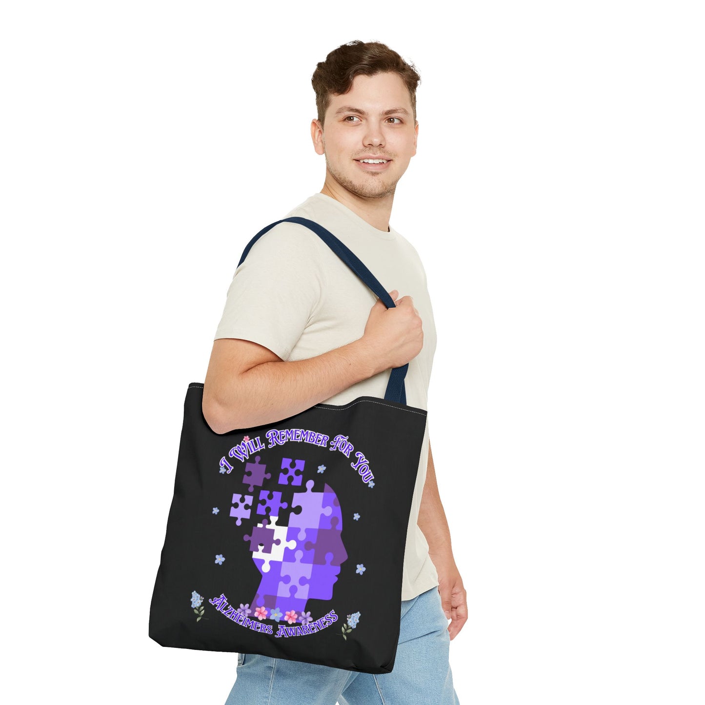 Alzheimers Awareness Puzzle Head Tote Bag