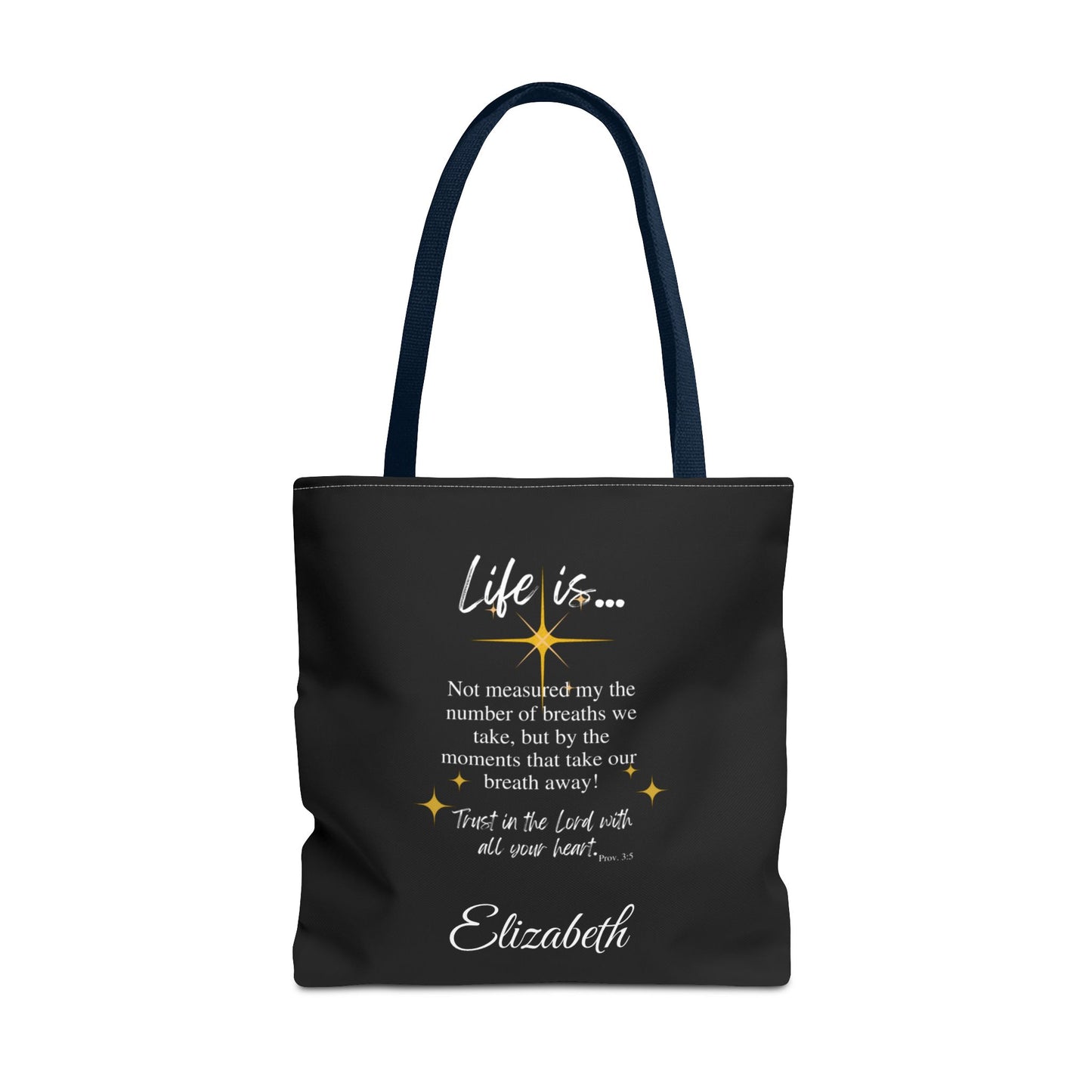 Inspirational 'Life Is...' Quote Tote Bag — Motivational Scripture Design