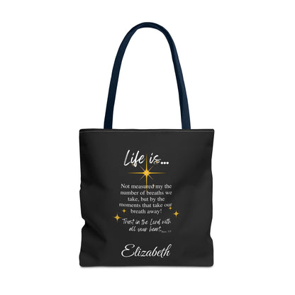 Inspirational 'Life Is...' Quote Tote Bag — Motivational Scripture Design