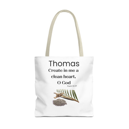 Personalized Faith Tote Bag — "Create in me a clean heart, O God" (Psalm 51:10)