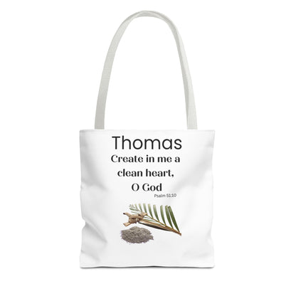 Personalized Faith Tote Bag — "Create in me a clean heart, O God" (Psalm 51:10)