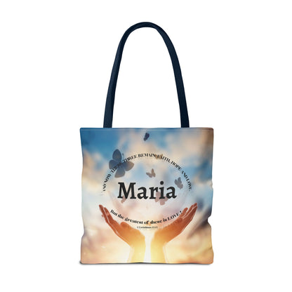 Inspirational Butterfly Tote Bag — Uplifting Hands & Quote All-Over Print