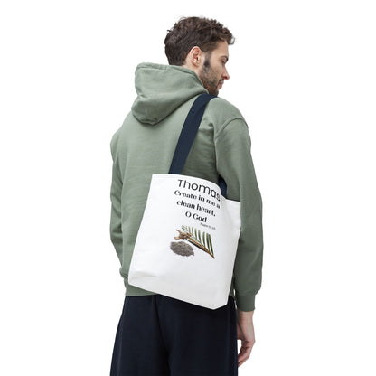 Personalized Faith Tote Bag — "Create in me a clean heart, O God" (Psalm 51:10)