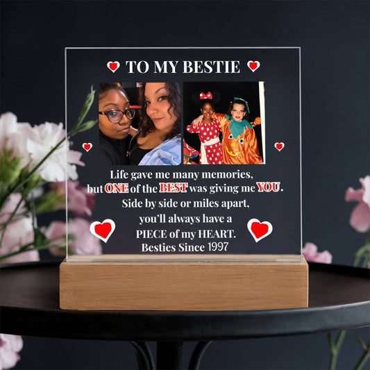 To My Bestie 2 Photo & Year Personalized Acrylic Square Plaque