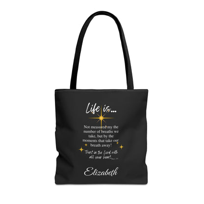 Inspirational 'Life Is...' Quote Tote Bag — Motivational Scripture Design