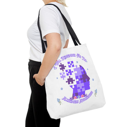 Alzheimers Awareness Puzzle Head Tote Bag — Inspirational Carryall