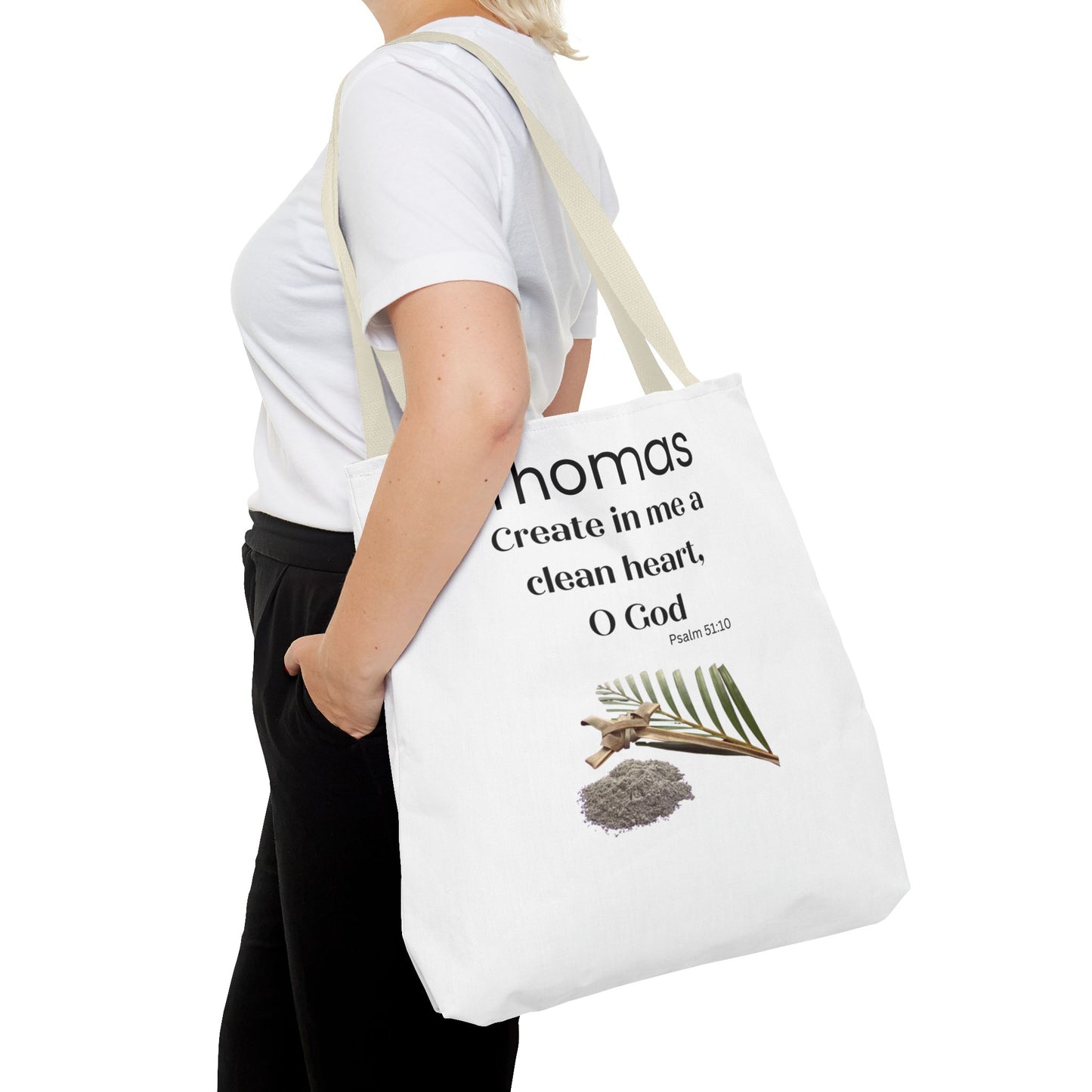 Personalized Faith Tote Bag — "Create in me a clean heart, O God" (Psalm 51:10)