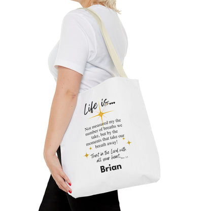 Inspirational 'Life Is...' Quote Tote Bag — Faith & Gratitude Canvas Bag