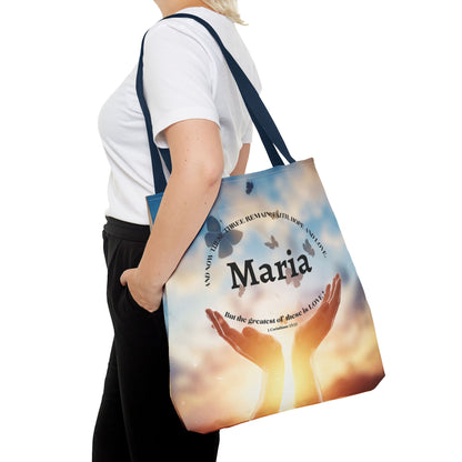 Inspirational Butterfly Tote Bag — Uplifting Hands & Quote All-Over Print