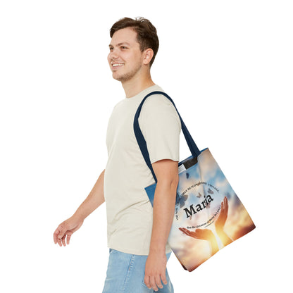 Inspirational Butterfly Tote Bag — Uplifting Hands & Quote All-Over Print