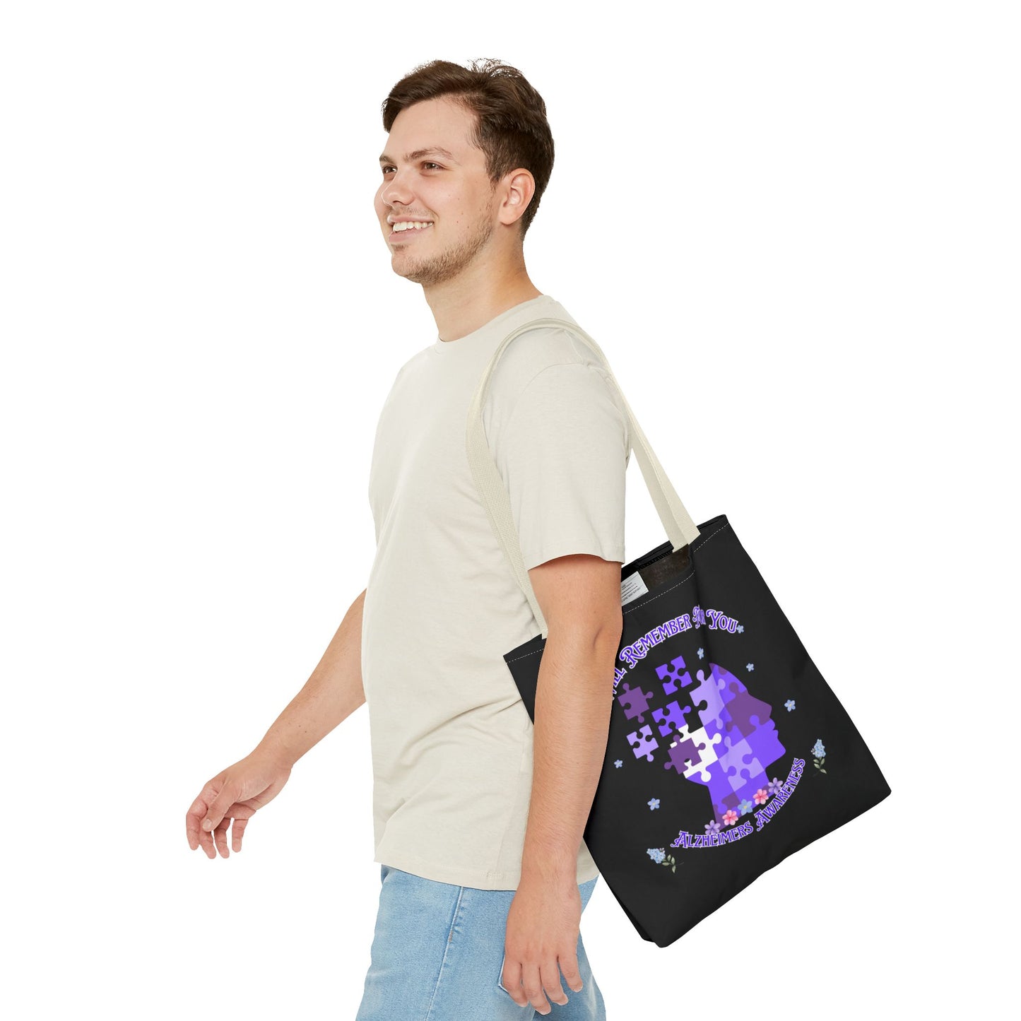 Alzheimers Awareness Puzzle Head Tote Bag