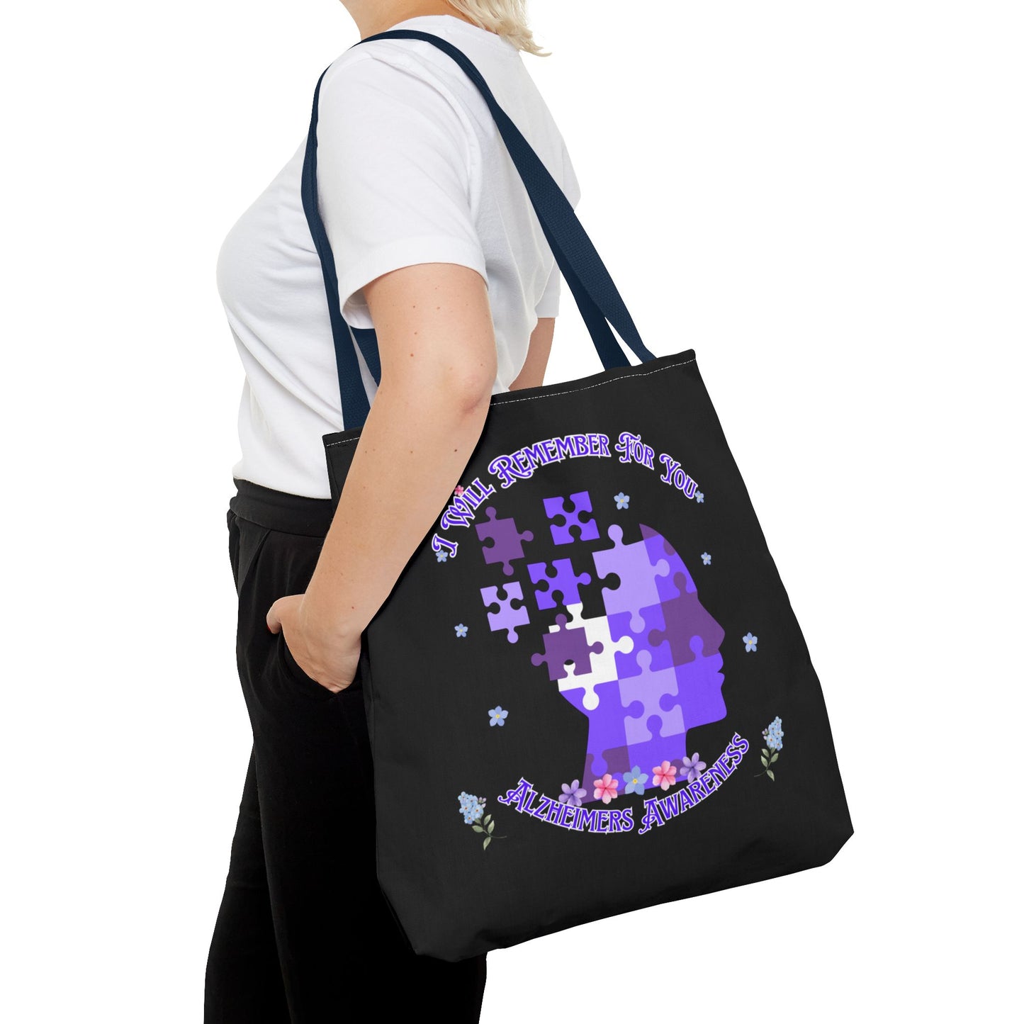 Alzheimers Awareness Puzzle Head Tote Bag