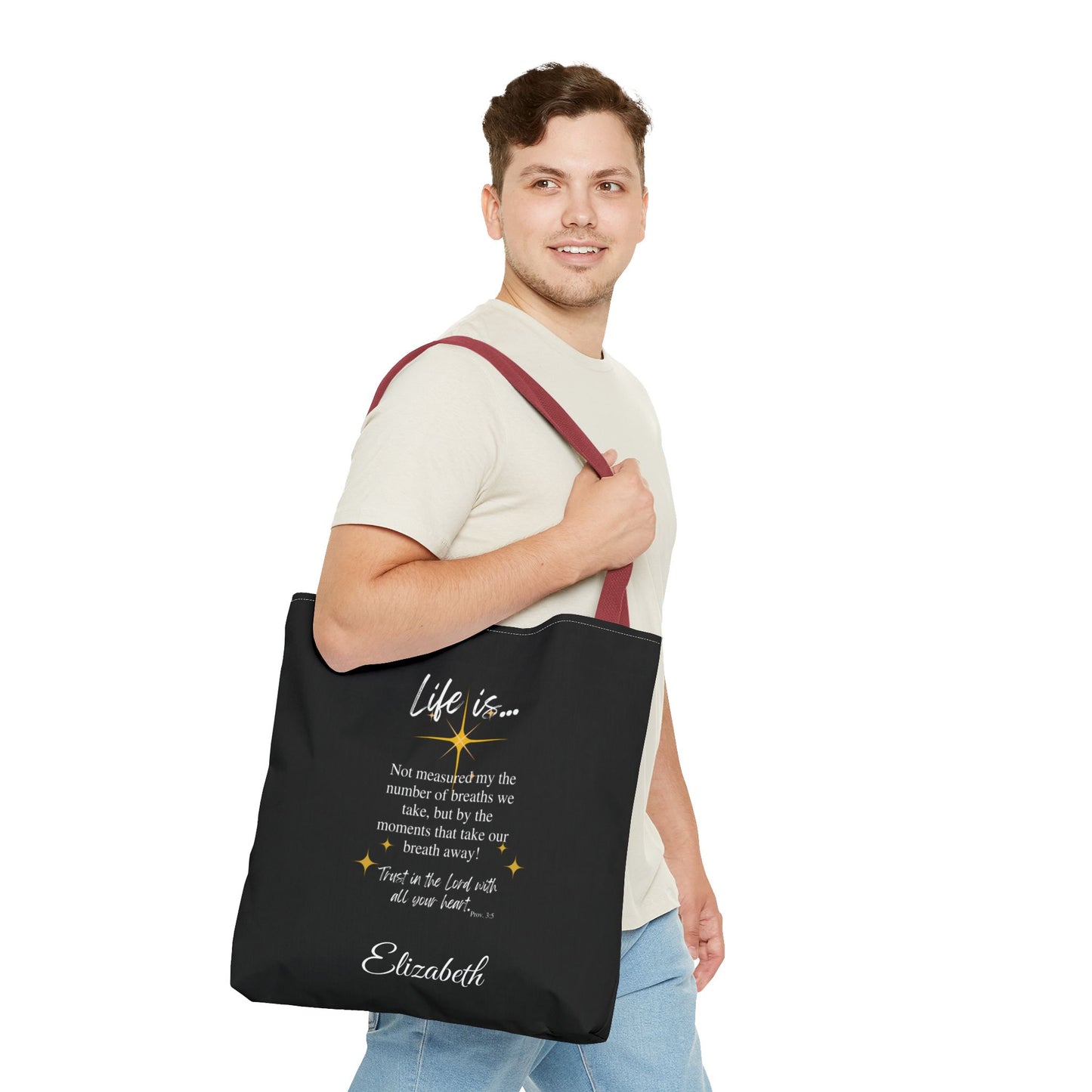 Inspirational 'Life Is...' Quote Tote Bag — Motivational Scripture Design