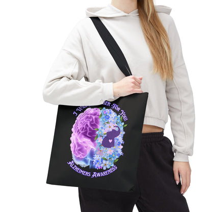 Alzheimer’s Awareness Tote Bag — “I Will Remember For You” Purple Brain Design