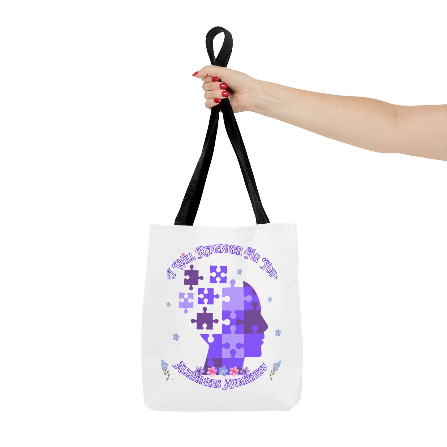 Alzheimers Awareness Puzzle Head Tote Bag — Inspirational Carryall