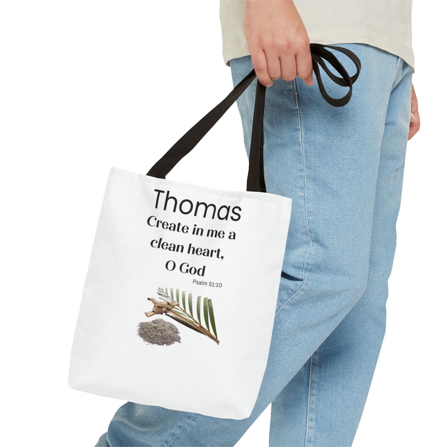 Personalized Faith Tote Bag — "Create in me a clean heart, O God" (Psalm 51:10)