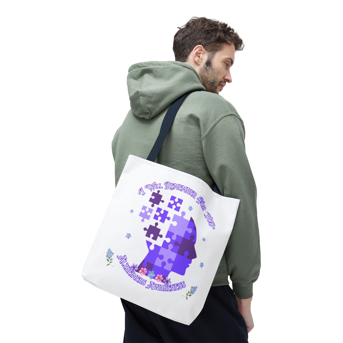 Alzheimers Awareness Puzzle Head Tote Bag — Inspirational Carryall